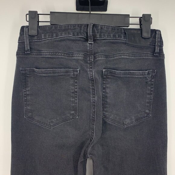 Paige Denim Jeans Cindy High Rise Straight Distressed Black Denim - Picture 9 of 12